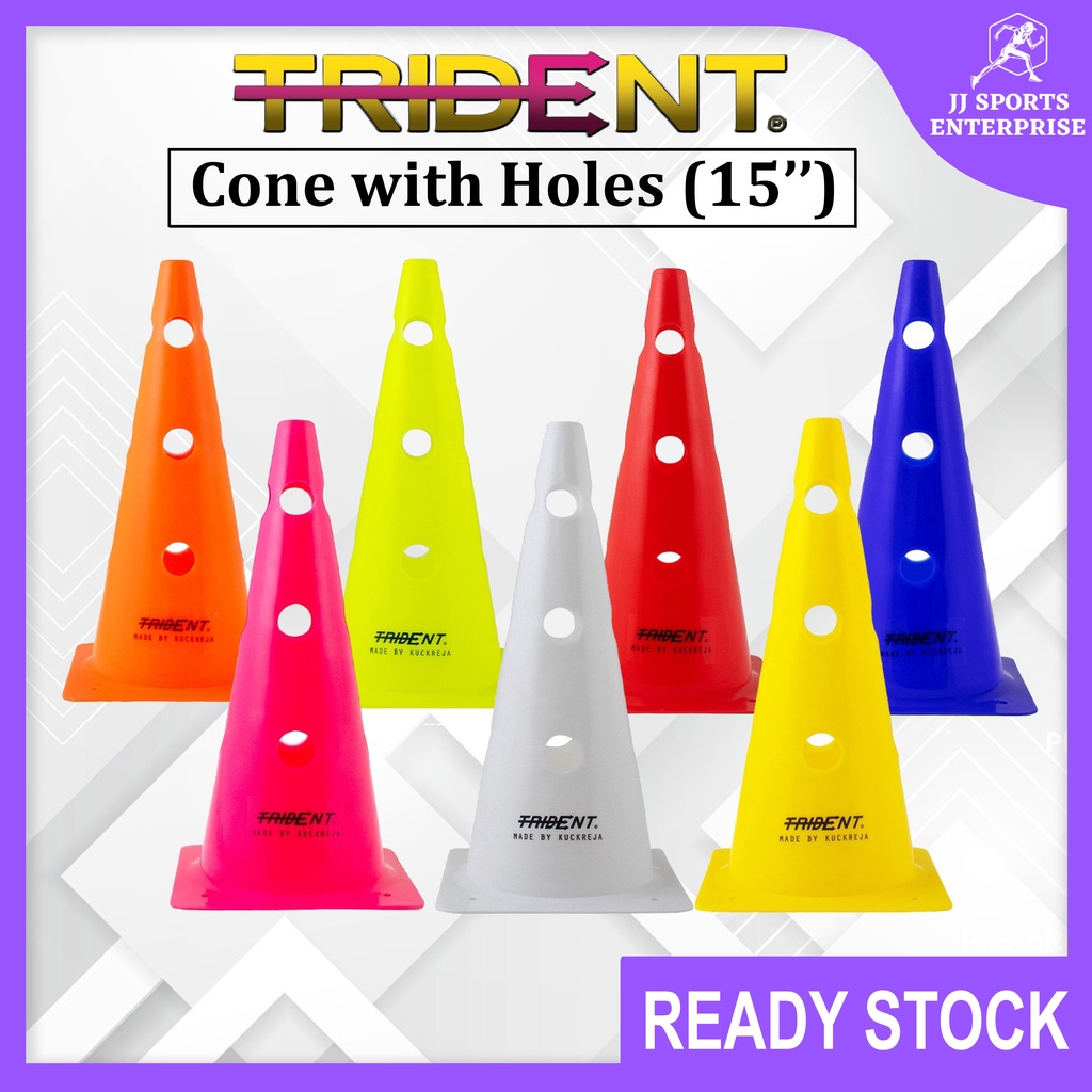 Trident Training Cone With Holes 15” Agility Speed Markers Cone Kon Lubang Skittle Cone Sport