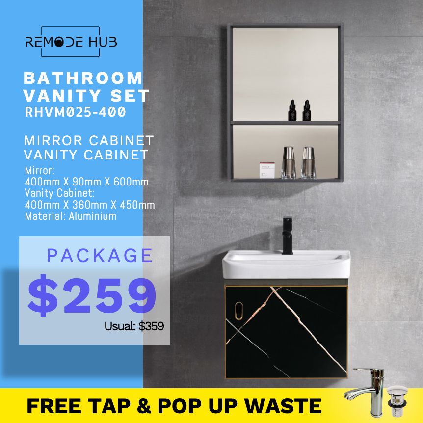 SG STOCK Bathroom Vanity Cabinet Set RHVM025-400 (Top & Bottom ...