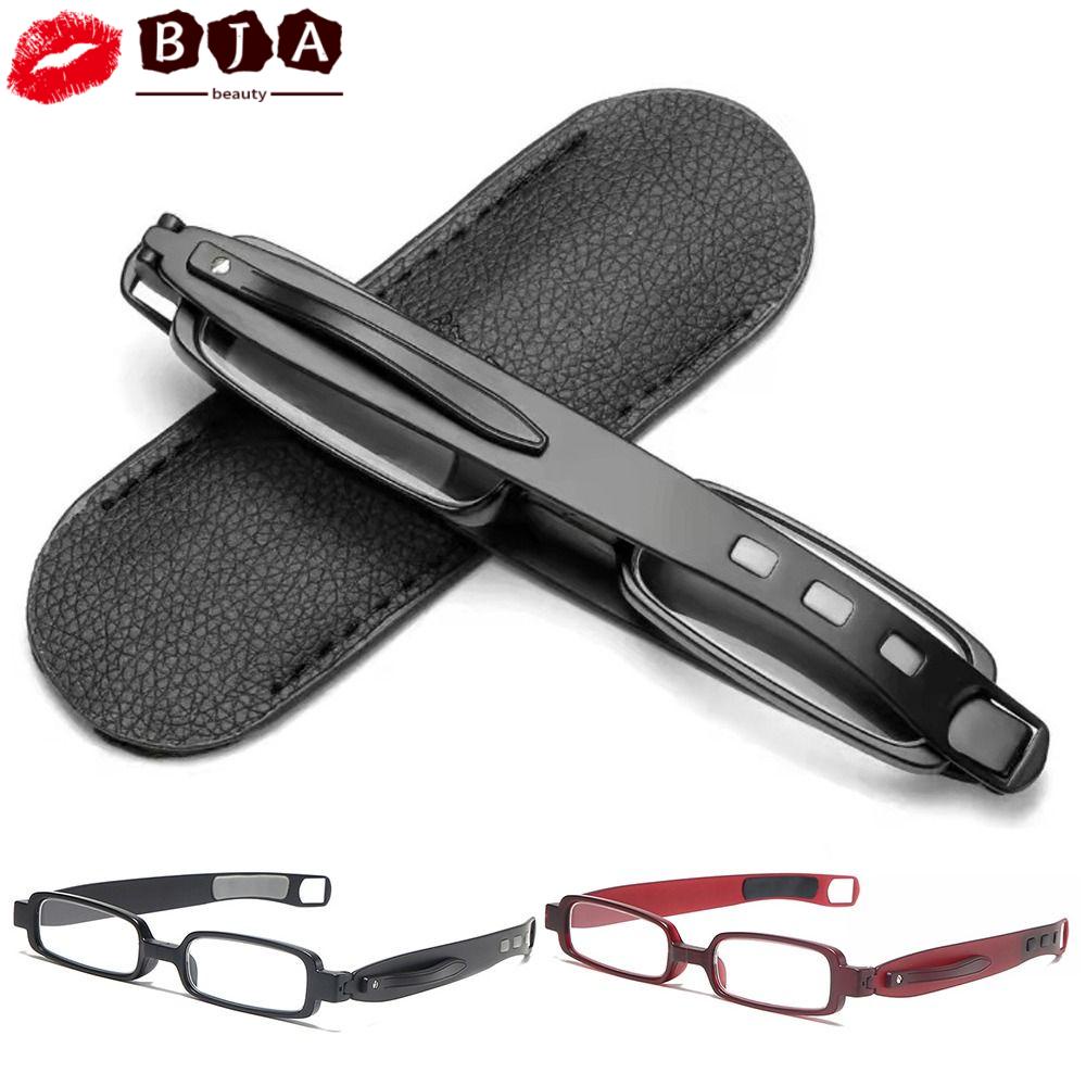 BJA Reading Glasses Compact Mini Pocket Pen Clip Readers with Leather Case Presbyopic Eyeglasses