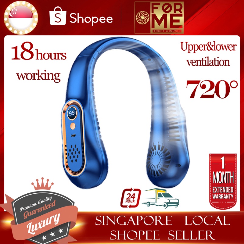F0r me Neck Fan Portable Cooling Fan 18H working power display mask ...