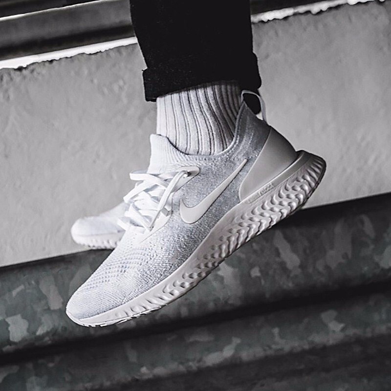 Nike epic react flyknit triple white hotsell