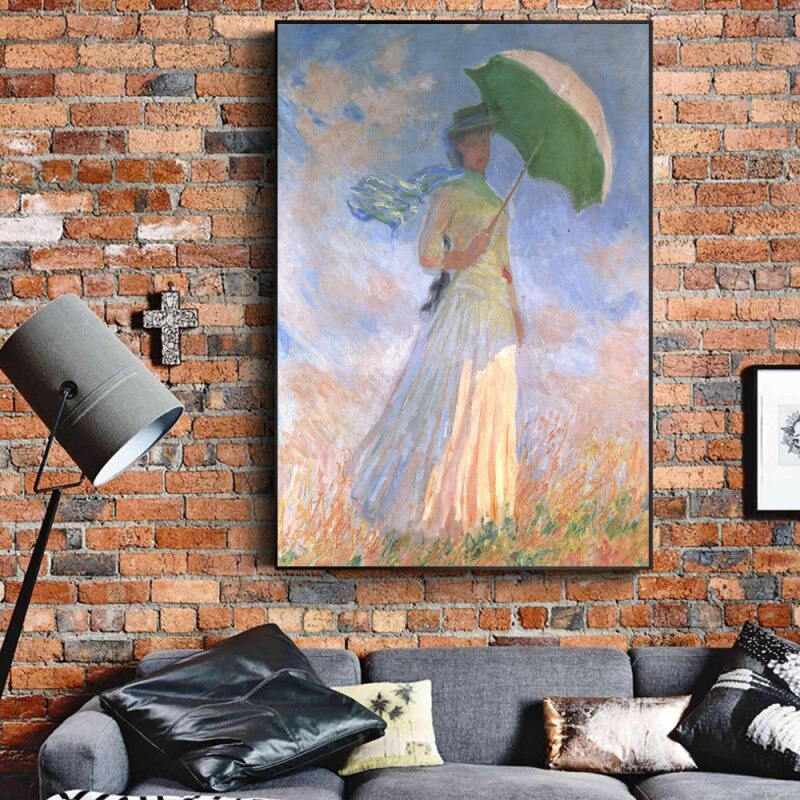 Impressionist Oil Paintings Claude Woman with a Parasol Wall Art