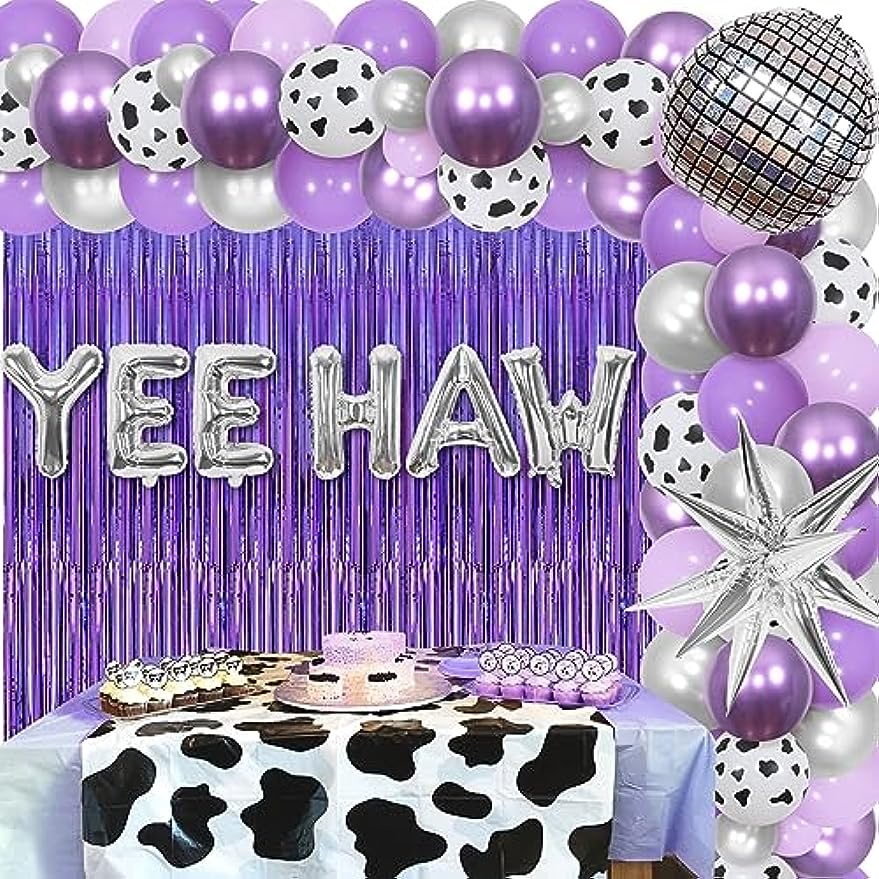 Cowgirl Bachelorette Party Decorations Purple Yeehaw Bachelorette