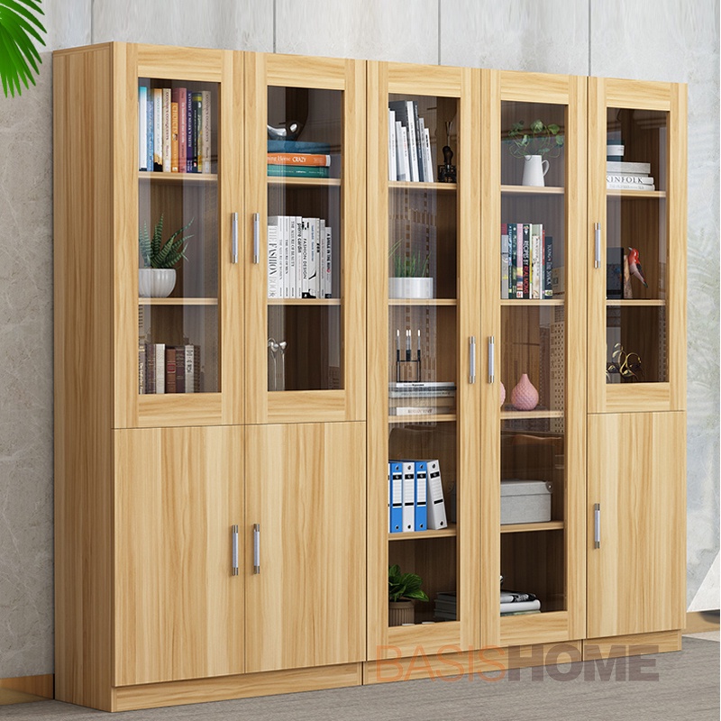 Free installation Bookcase Combination / Bookshelf With Tempered Glass