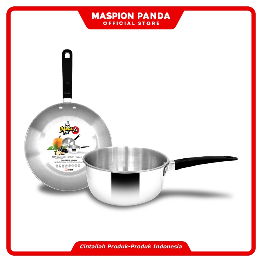 Maspion Panda FIT A - Frypan 20 cm & Saucepan 16 cm Stainless Steel - Gambar 2
