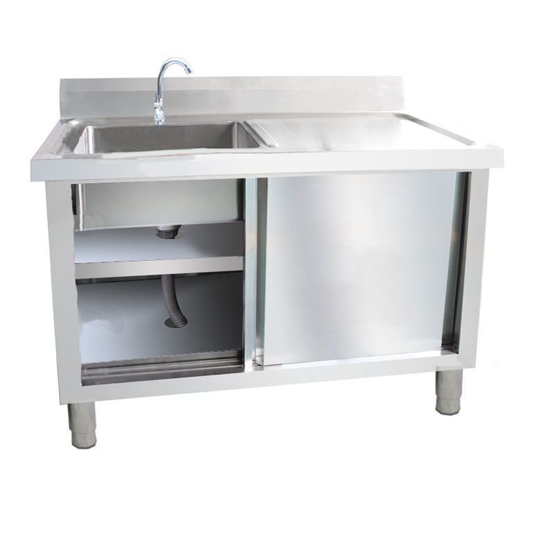 XY12 Stainless Steel Slide Door Sink Workbench with Sink Compartment ...