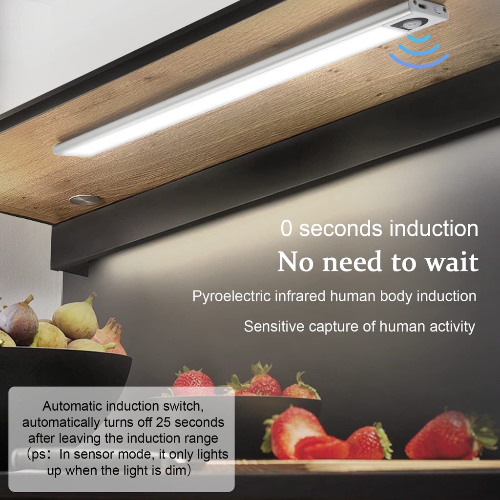 ULTRA THIN Induction Night Light LED Wardrobe Strip Lamp Kitchen Closet ...
