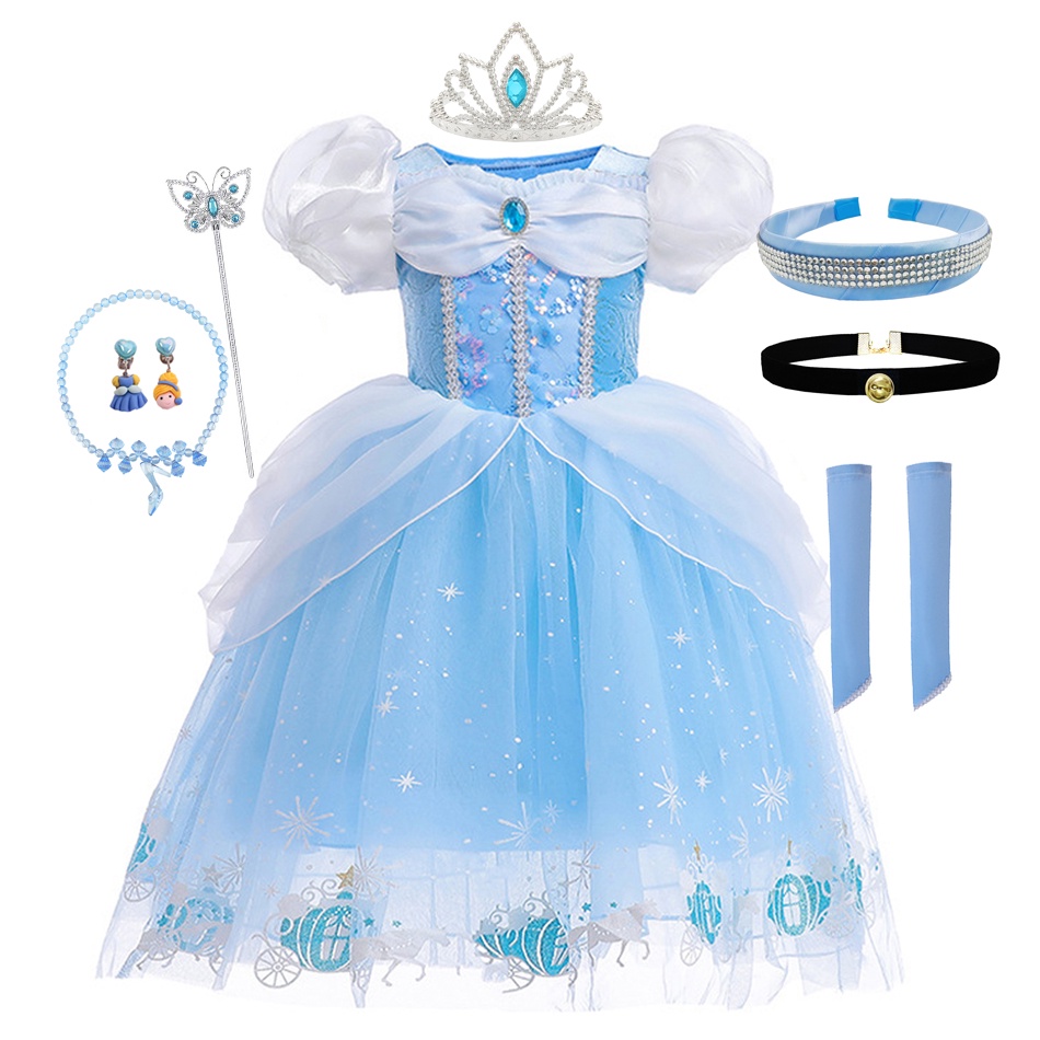 LXAA Q80 Girl Princess Cinderella Dress Halloween Christmas Ball