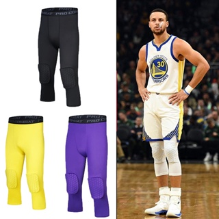 Honeycomb Knee Pads Leggings Men'S Sports 3/4 Basketball Tights Leggings  Compression Tights Running Fitness Training Breathable Sweat-Absorbent  Shorts