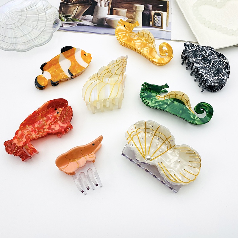 Hair Clip Female Cute Ocean Series Acetate Grab Clip Niche Design ...