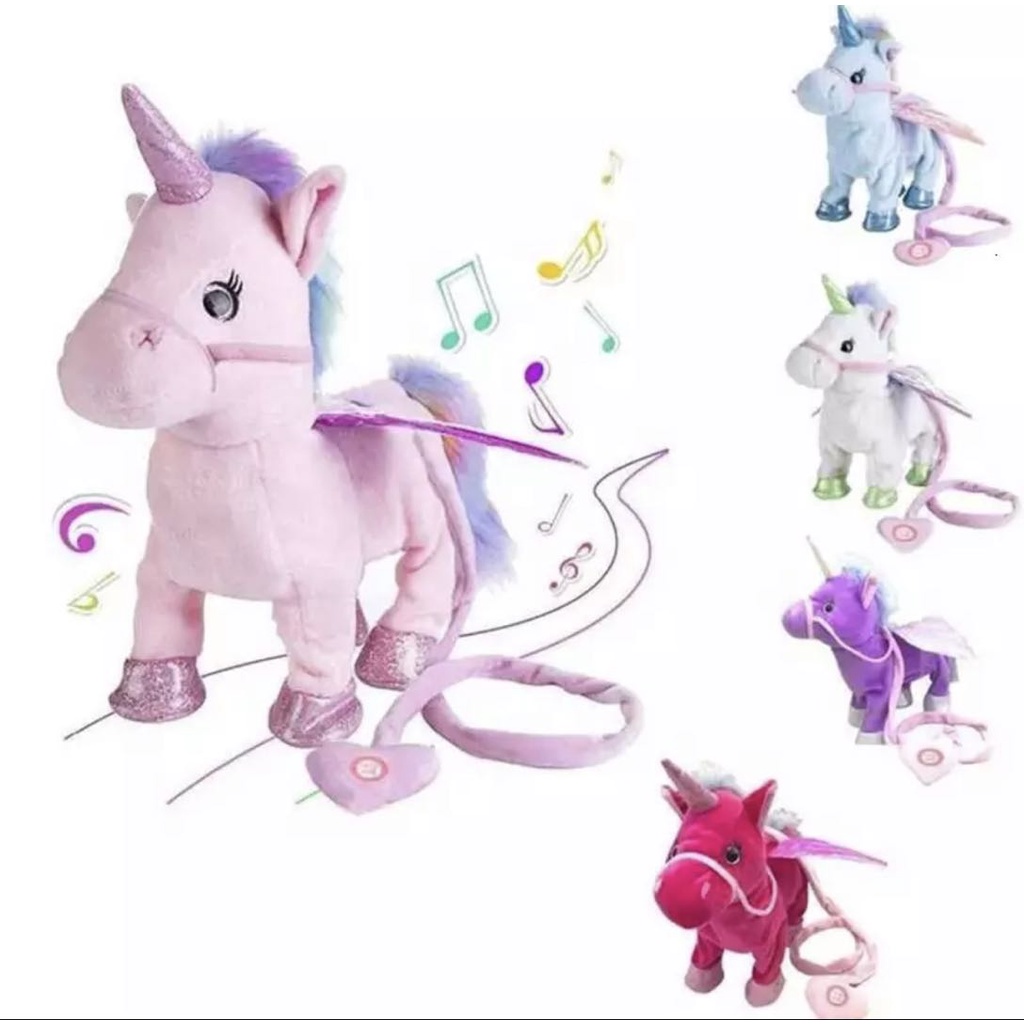 SG seller Cute Electric Walking Unicorn Plush Toy with Music Singing Dancing Elephant Moving Ear Plush Toy Shopee Singapore