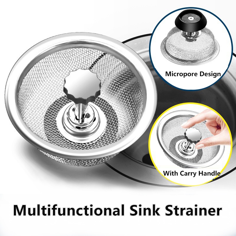 Stainless Steel Sink Filter with Plug Sink Strainer Drainer Drain ...