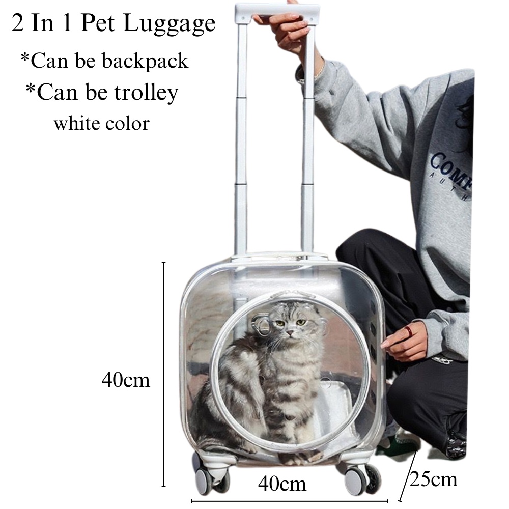 Pet Carrier Pet Trolley Stroller Dog Cat Rolling Backpack Travel Airline Approved Wheel Luggage Bag Pet Rolling Carrier Shopee Singapore