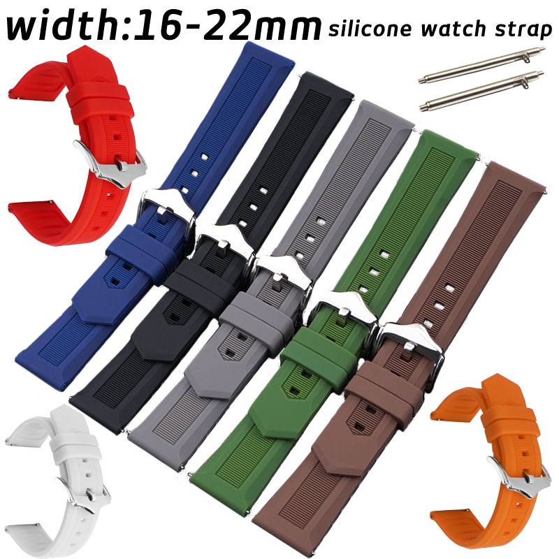 Sports Silicone Watch Band 16mm 18mm 19mm 20mm 21mm 22mm Quick Release Wrist Bracelet Waterproof 0162