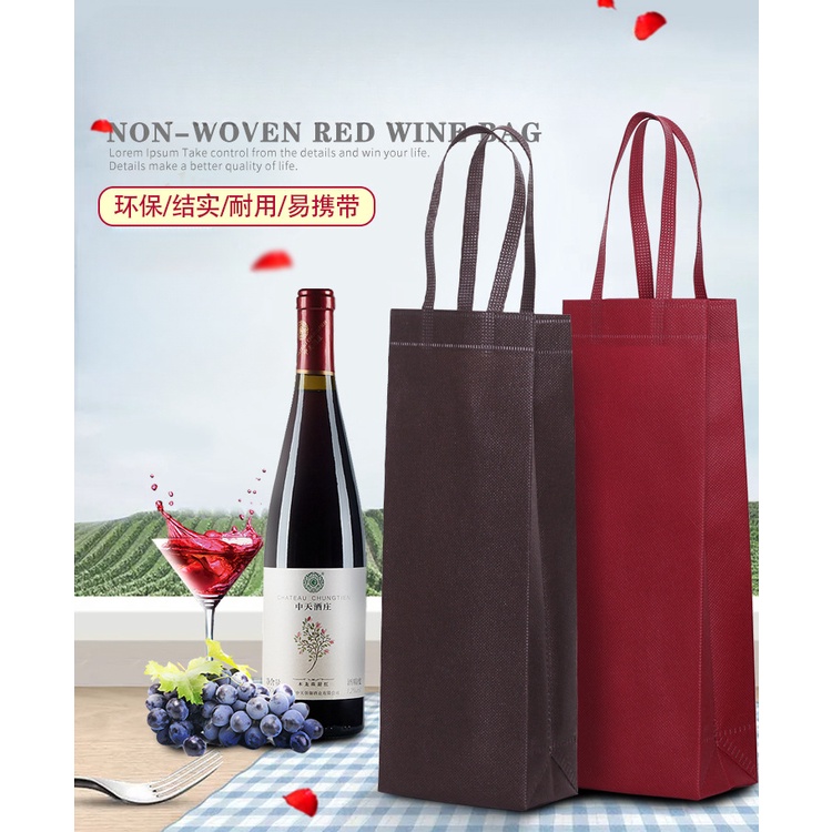 Black Wine Tote Bag/Non-Woven Fabric Eco /Reusable Non-Woven