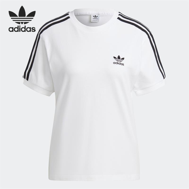 【Ready Stock】 100%Authentic Adida s Clover Women's Classic Three Stripes Sports Casual Short Sleeve Cotton Loose Top IB7410 IB7407
