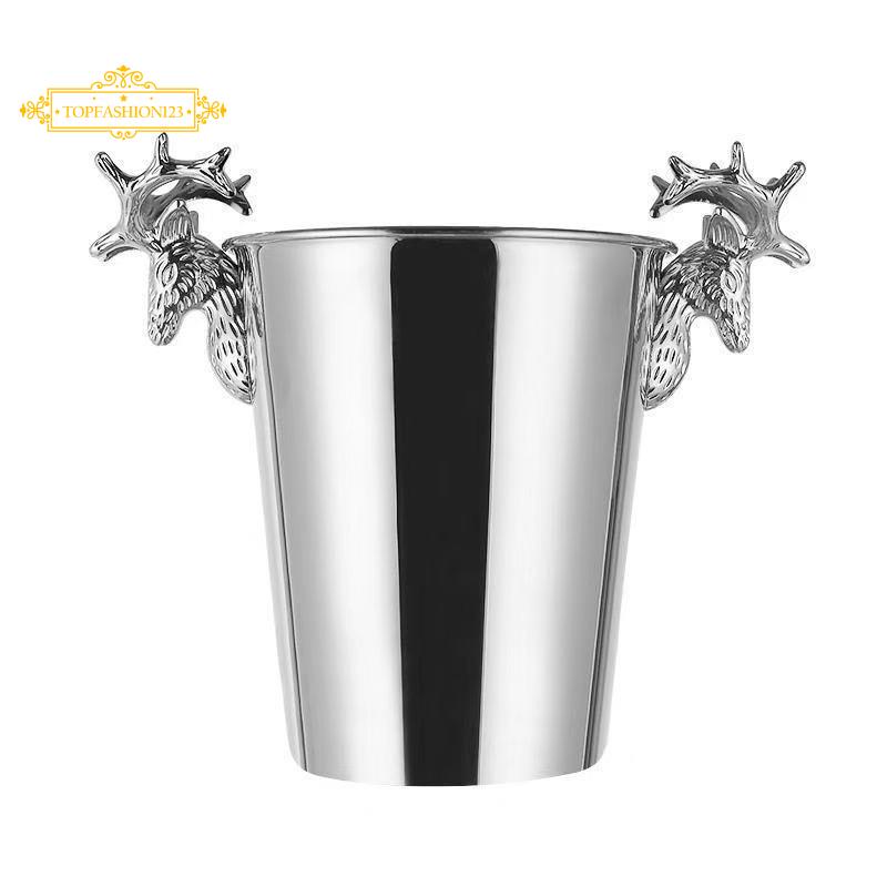 Stainless Steel Ice Buckets,Deer Head Handle,Insulated Ice Bucket,Wine Buckets Champagne Bucket