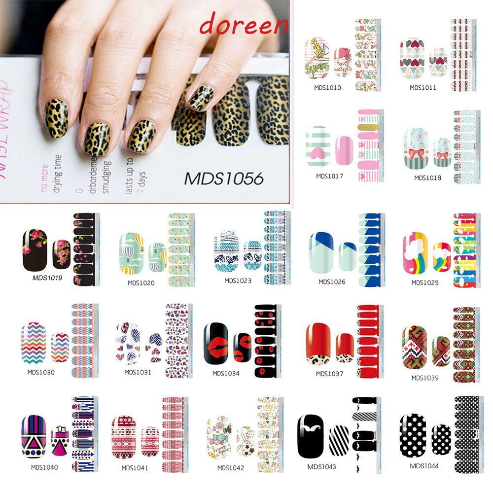 DOREEN Nail Art Stickers Fresh Style Adhesive Nail Strips Rainbow
