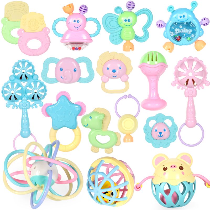 3/6/8 pcs Baby Rattles Set Teething toys for Babies Infant 0-6 Months 6 ...