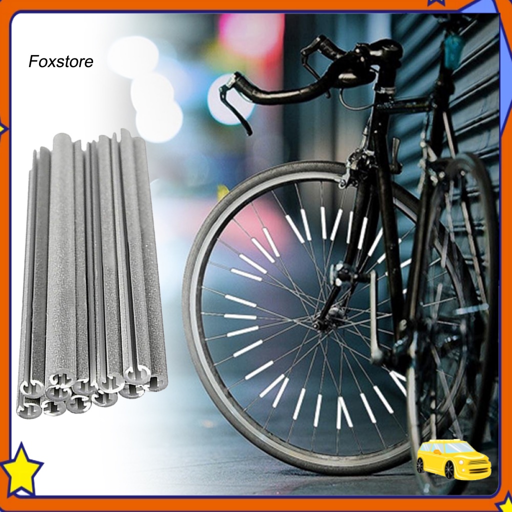 [Fx] 12Pcs Bike Reflective Tube Bright Strong Reflection Waterproof Cycling Wheel Spoke Reflector for Mountain Bike
