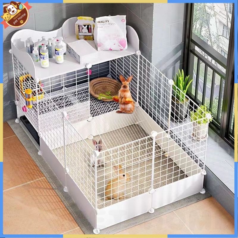 Rabbit cage household large indoor special anti-spray urine pet fence ...
