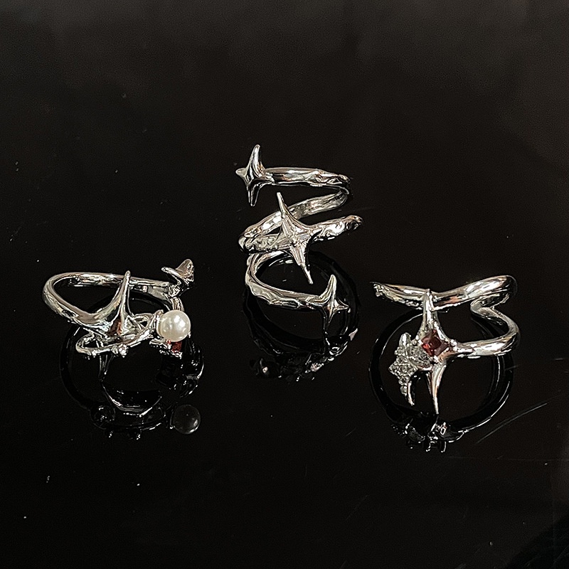Cosmic Star Manger Ring for Women's New Light Luxury French Zircon ...