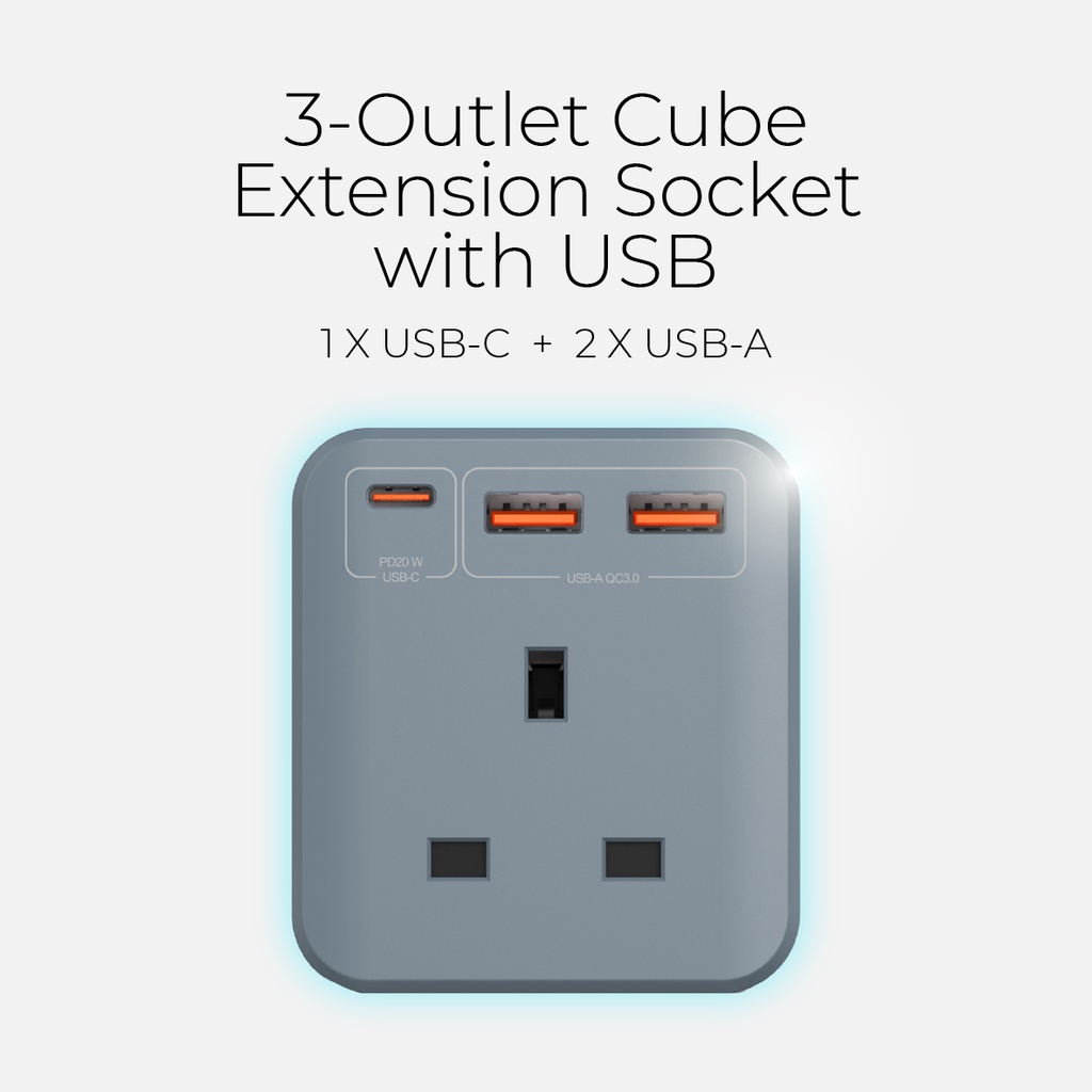 Mazer CubePlug with 3 sockets + 2A1C PD20W Wall Plugs and Charger | 2 ...