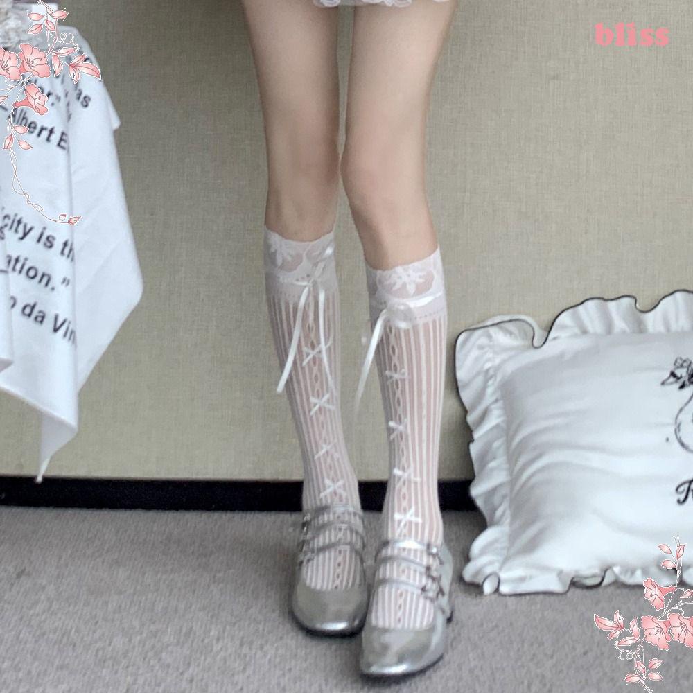 Lace Up Straps Ballet Socks Lace Sock Bow Boat Socks Japanese Style Hosiery