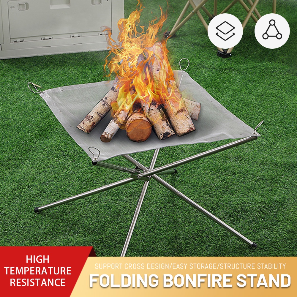 Outdoor Camping Fire Pit Grill Foldable Disassemble Steel Campfire Fire