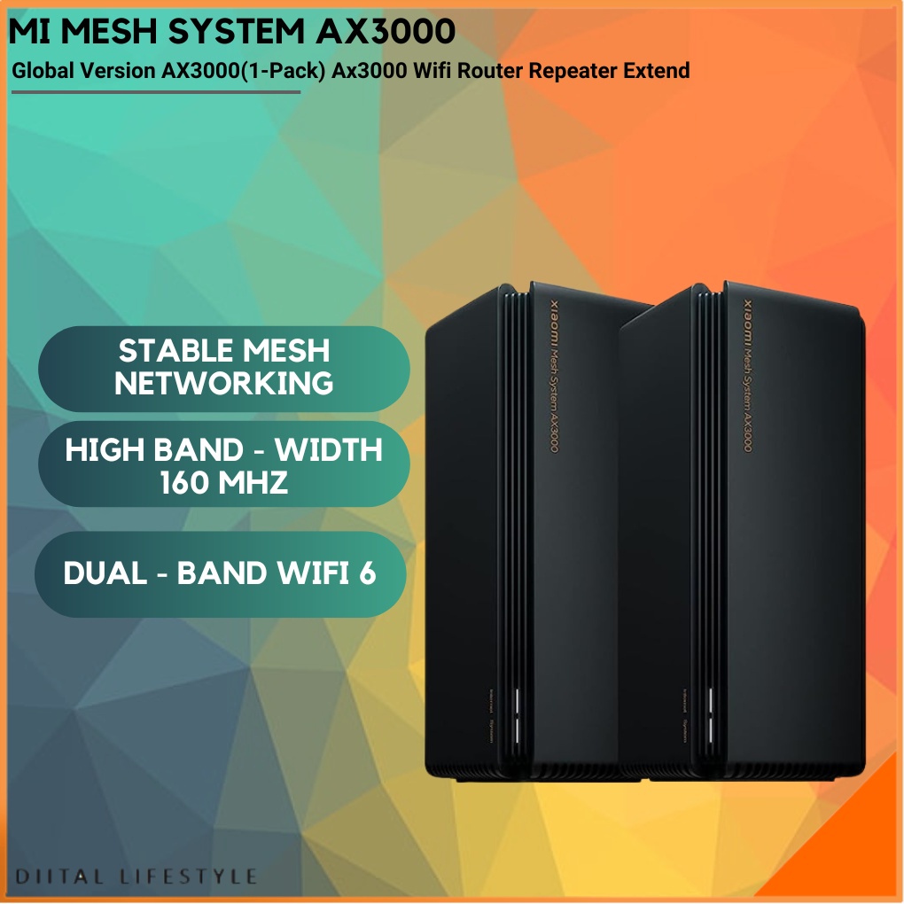 Xiaomi Mesh System AX3000 WiFi 6 Modem 2976Mbps OFDMA Access Point Mode  Signal Amplifier Range Extender