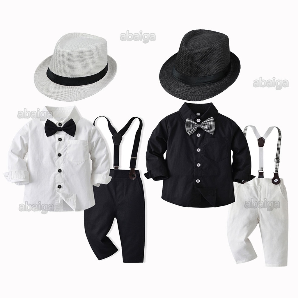 Boss Baby Outfit Formal Gentleman Suit Black White Shirt Pants Set Kids