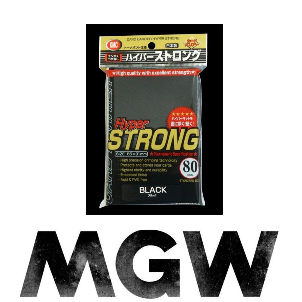 KMC Sleeves - Hyper Strong Black for Standard Sized Cards 66x91mm 80CT -  Brand New, Factory Sealed