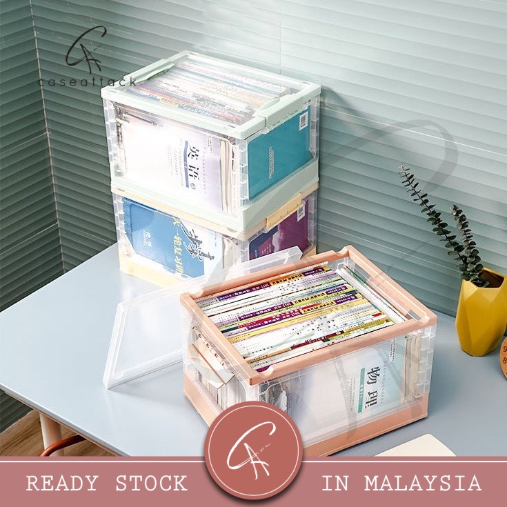 Caseattack 27L / 39L Transparent Collapsible Foldable Storage Box Bin ...