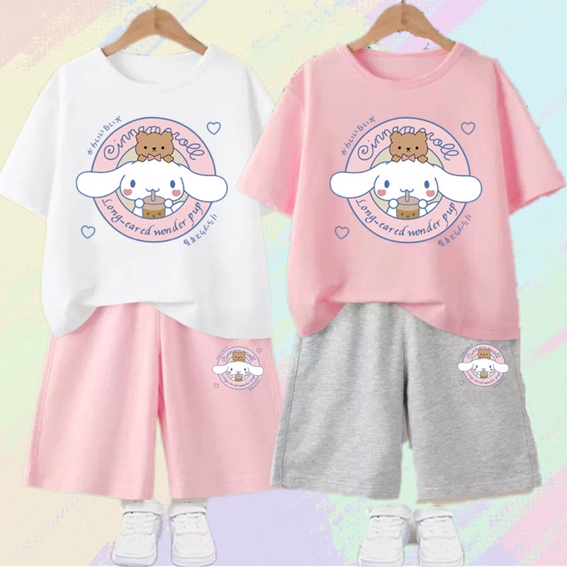 Girls Sanrio Clothes Set Kids Short Sleeved T-shirt + Shorts 2pcs Suit ...