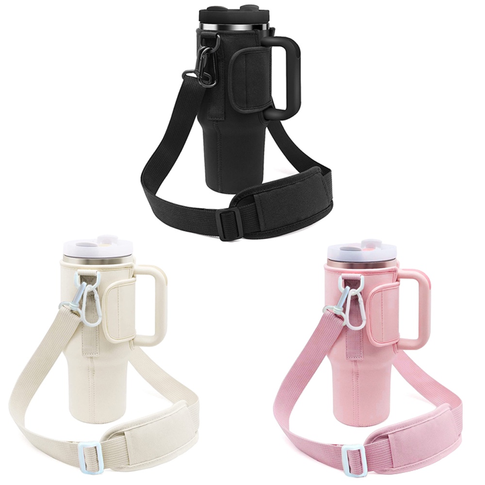 AXMCCH Silicone Water Bottle Carrier Strap - Adjustable Shoulder Sling For Stanley & Owala Tumblers (Fits 8-40oz)