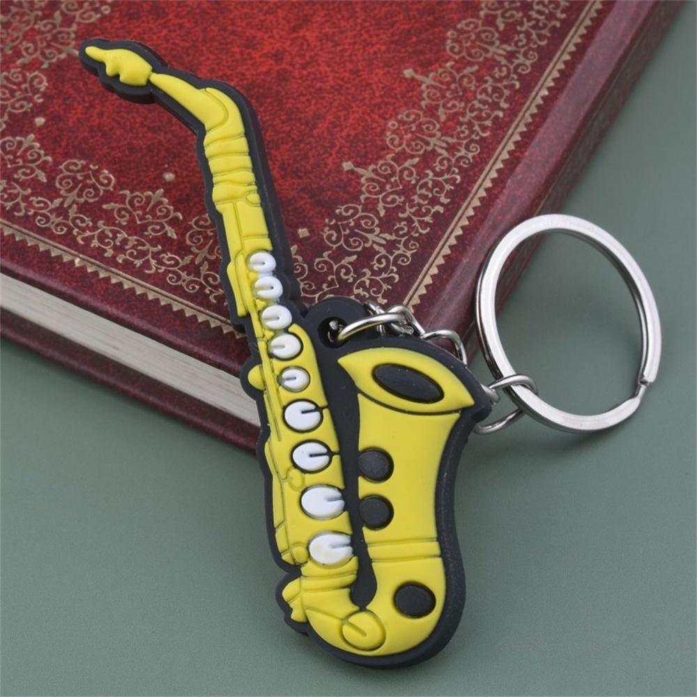 Cartoon Musical Instrument Keychain Mini Silicone Guitar Piano