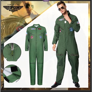 Army Green Pilot Costume Set Adult Jumpsuit Cosplay Flying Party Uniform  Pants