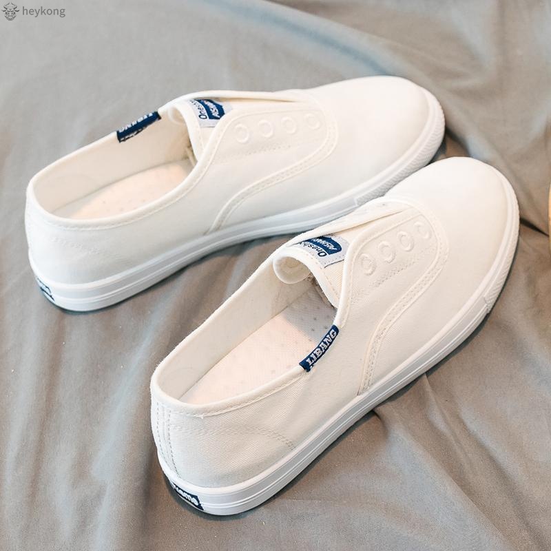 Canvas Shoes Women's White Slip-On Lazy ulzzang Breathable Casual ...