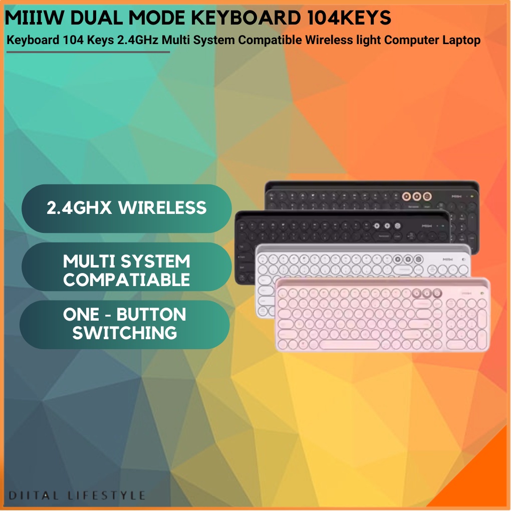 Original Miiiw Dual Mode Bluetooth Keyboard 104 keys 2.4ghz Multi ...