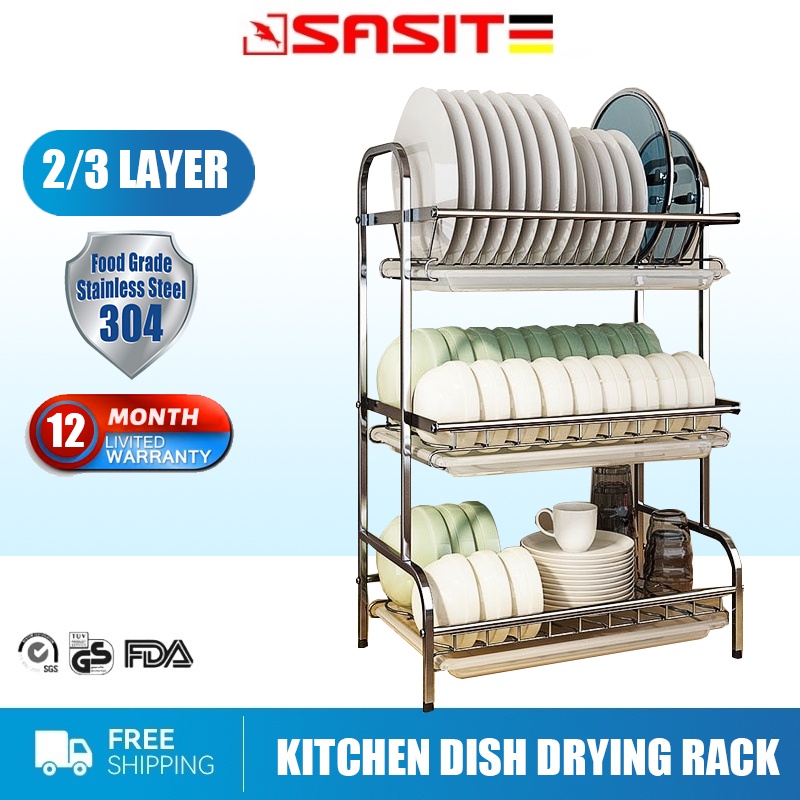 SASIT 304 Stainless Steel Kitchen Dish Drying Rack Household Water ...