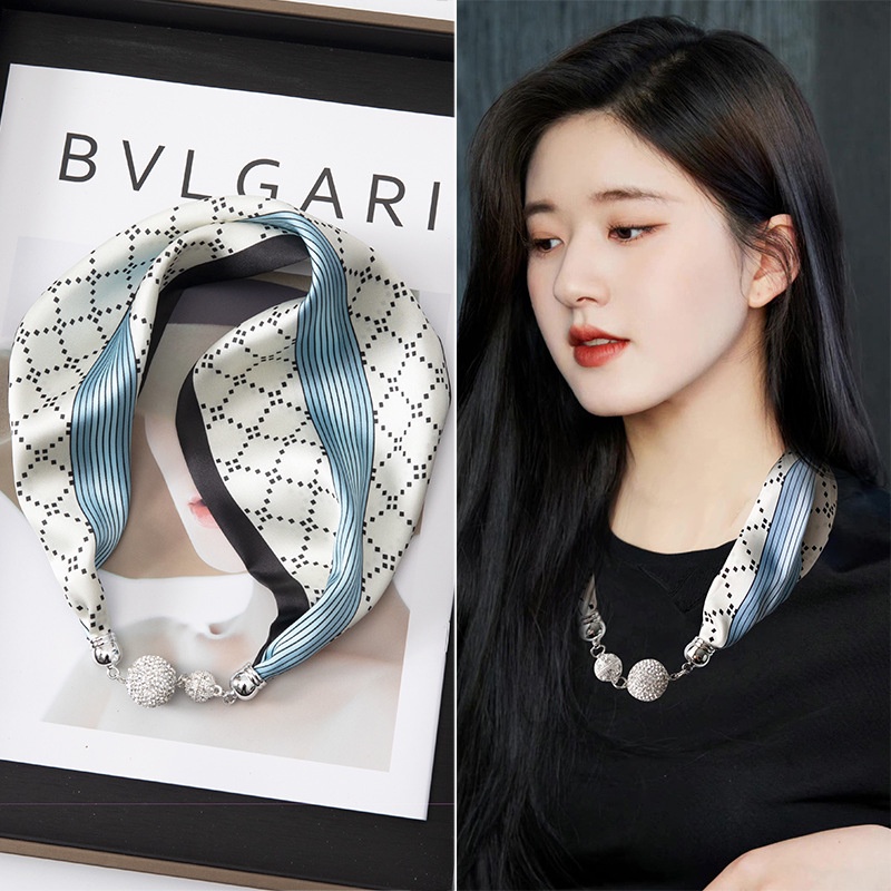 Magnetic Silk Scarf Buckle Necklace New Style Lazy Scarf Buckle