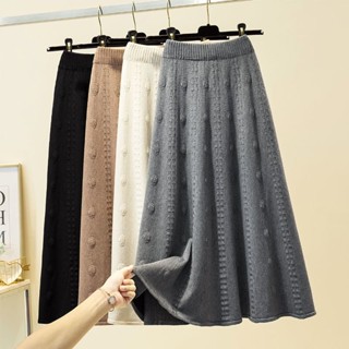 2023 new High Waist Large Swing Knitted Skirt Women Autumn Winter