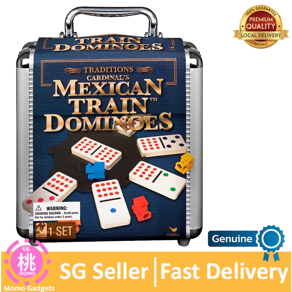 Mexican Train Dominoes Set Tile Board Game in Aluminum Carry Case with