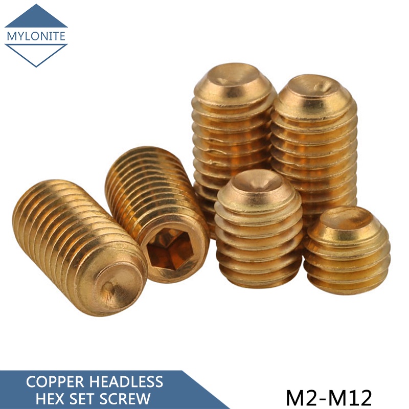 Brass Set Screw with Cup Point M6 M8 M10 M12 Headless Hex Socket Head