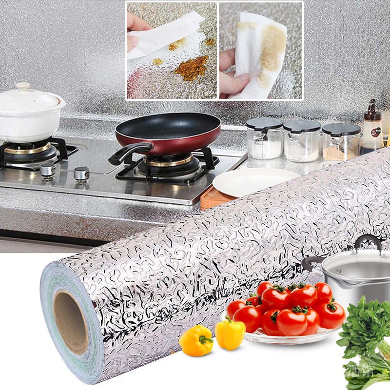 Selfadhesive wallpaper kitchen thickened aluminum foil lampblack drawer wallpaper stove