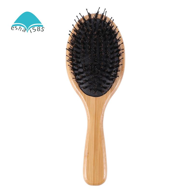 Hair Brush Boar Bristle Hair Brush with Nylon Pins Bamboo Paddle