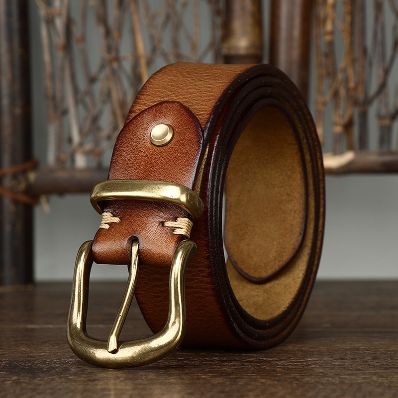 Men's Head Leather Frosted Belt