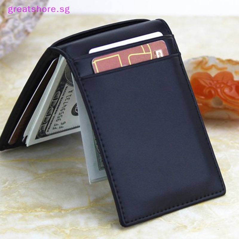 greatshore RFID Men's Leather Slim Bifold Money Clip Wallet Front