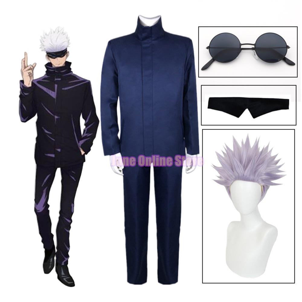 Jujutsu Kaisen Gojo Satoru Cosplay Costumes Anime Black Blue School 