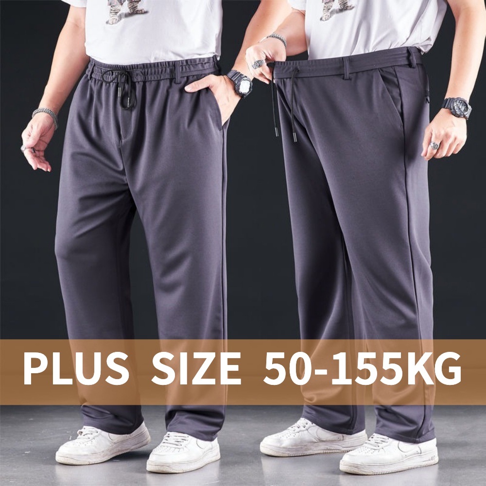 【Plus Size】Men's Oversize Straight Loose Pants High Waist Home Trousers ...